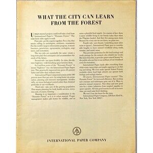 International Paper Co. "What the City Can learn from the Forest" Print Ad 1970